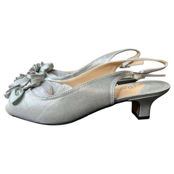 NEW J. Renee Women’s Leonelle Silver Open Toe Sling Heel 7WW - Picture 3 of 7